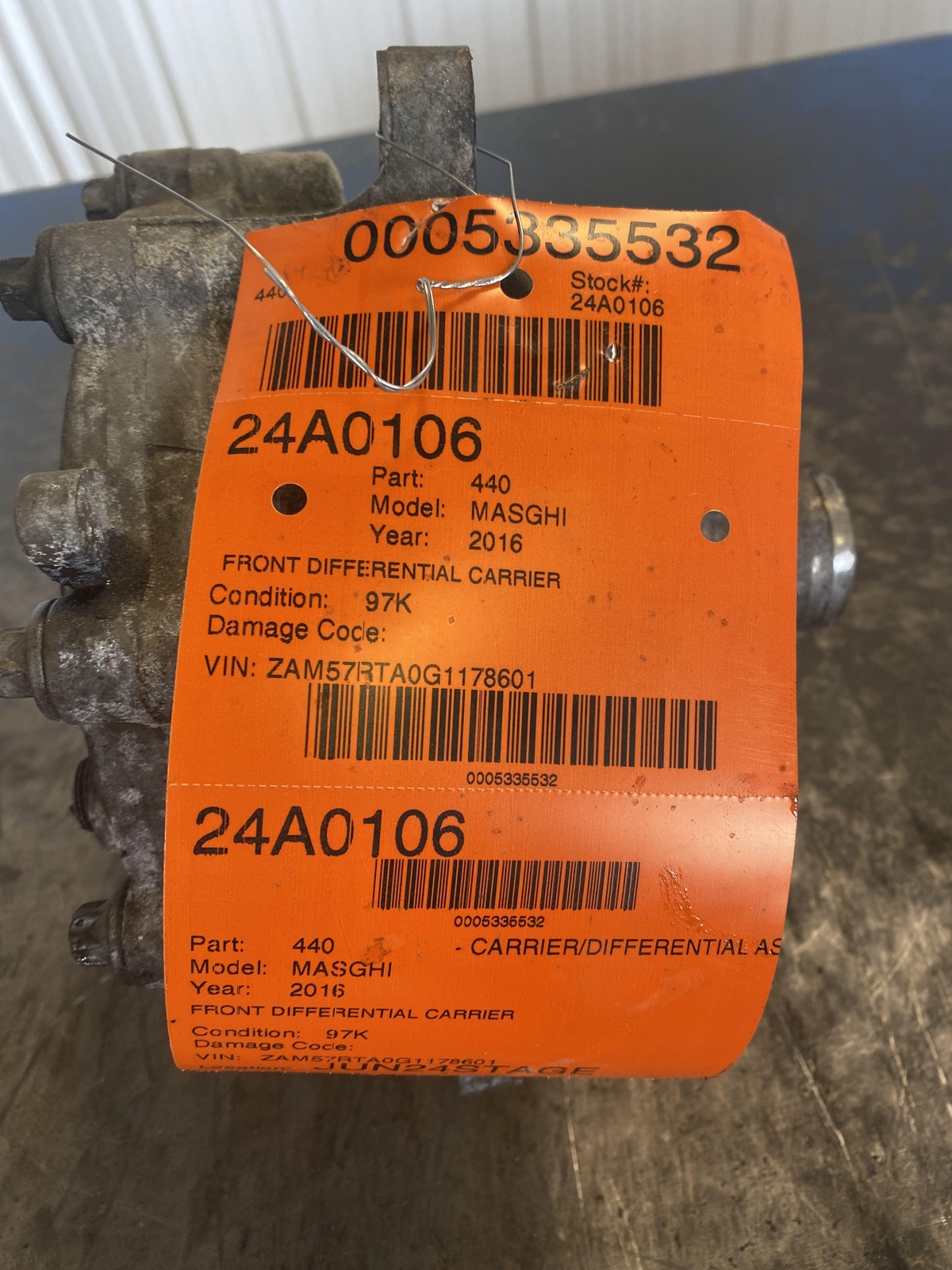 14-17 MASERATI GHIBLI 3.0 FRONT CARRIER DIFFERENTIAL 97K 2.80 RATIO 6700326720