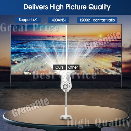 HD 1080P WiFi Mini Portable Video Movie Projector Bluetooth w/ Telescopic Stand - Picture 8 of 17