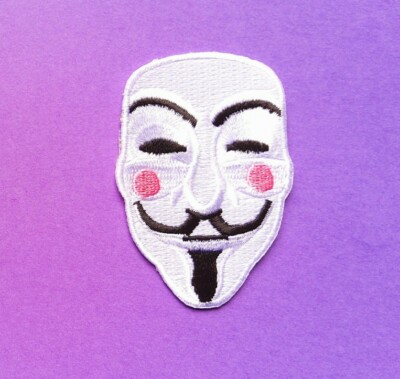 V for Vendetta /Guy Fawkes Face Mask Patch Anonymous hacker group Halloween Alan