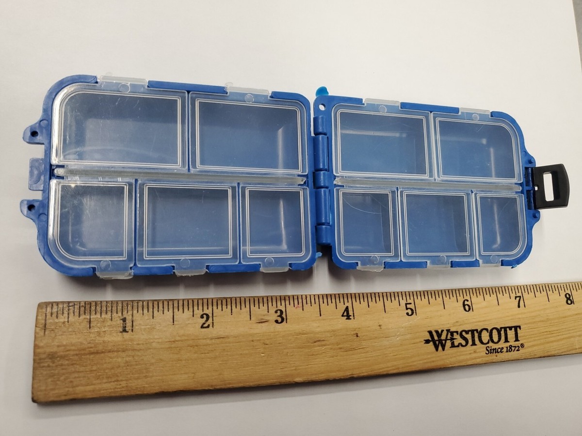 Ice Fishing Tackle Box - Pocket Sized Case - 10 Compartments - Blue