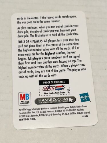 Vtg G.I. Joe War Jumbo Card Game Hasbro Complete 36 Cards Instruction Card 2002 - Picture 15 of 15