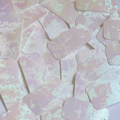 White Sequin Rectangle Iris Rainbow Swirl Texture 1.75 inch Couture Paillettes