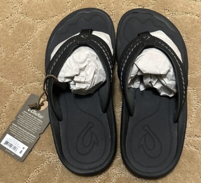 OLUKAI Hokua Men's Beach Sandals Black/Dark Shadow