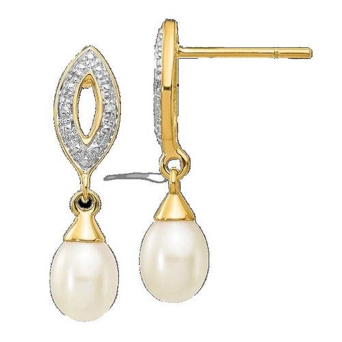 Orecchini Pendenti Perla Nera Coltivata Mare Del Sud 9x10 Mm - Oro Giallo 14K