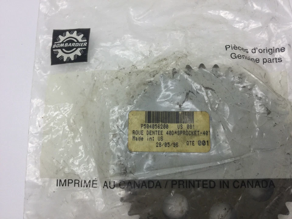 Piñón inferior 40 dientes Ski Doo Formula Plus Mach MX XTC 1987-1992 OEM 504056200 Foto 4 de 4