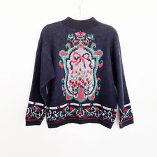 Gitano VINTAGE 80s 90s Sweater Medium Christmas Geometric Fist Isle Ugly M