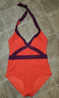 Women's Boden Red/Purple Kefalonia Halterneck One Piece