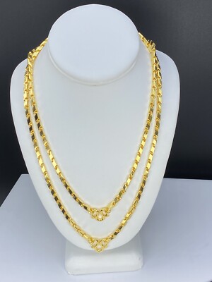9999 24k Solid Gold Slanted Box Chain Slightly Hollow 75 Gram 22