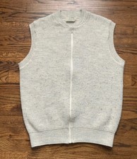 Vintage LL Bean Sweater Vest Mens Large Wool Blend USA Made High Trek Cream Knit