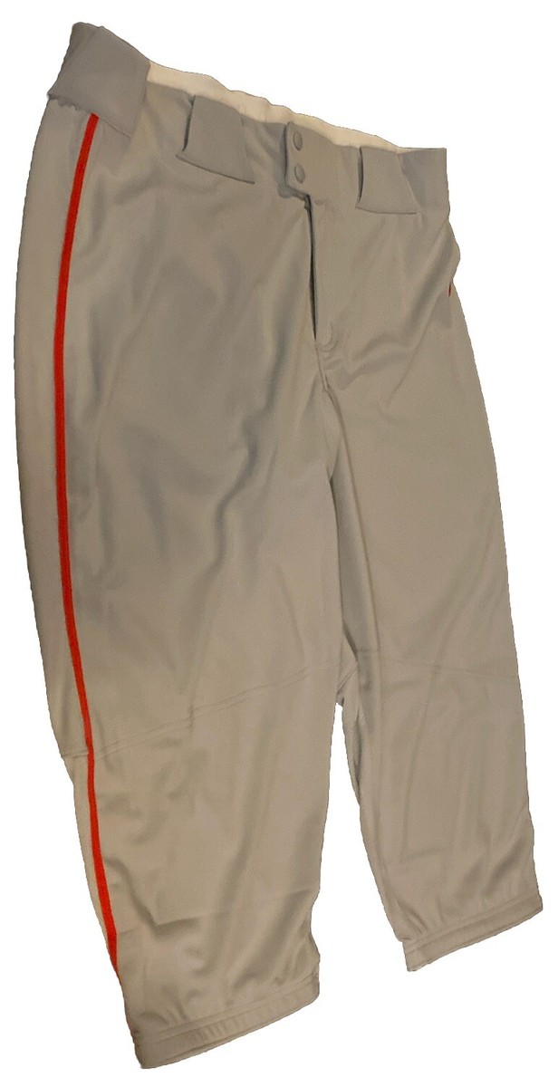Nike Team Engineered Baseball Pants Light Gray W/ Red Pinstripe