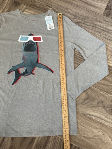 Cat & Jack Boys' '3D Shark' Long Sleeve Graphic T-Shirt Heather Gray XL(16) - Picture 6 of 8