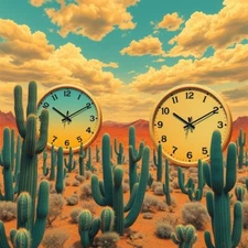 Digital picture Cactus with clock PNG printable file
