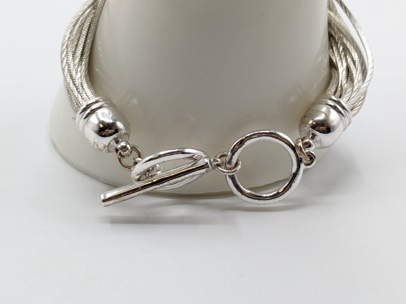Silver Tone Multi Chain Toggle Bracelet - image 5