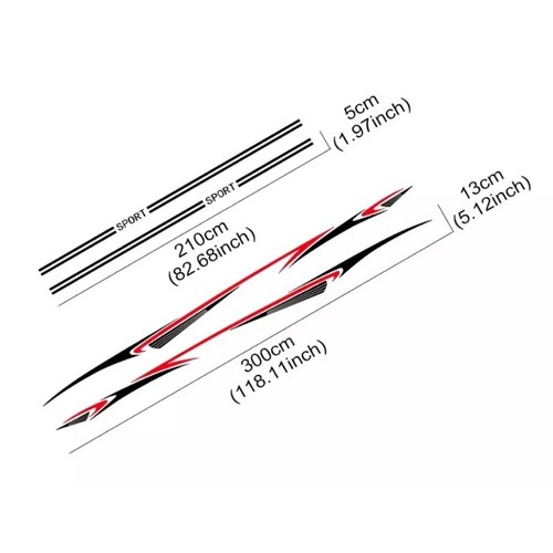 For Nissan Qashqai Car Vinyl Side Door Stripes Decal Kit 4PCS Black Red White - Foto 3 di 5