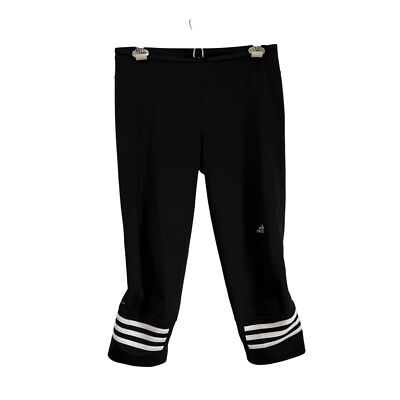 Adidas Climate Response Black Striped Logo Capri Leggings Womens Medium