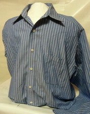 Chaps Men's Blue & White Striped Wrinkle Free L/S Dress Shirt 16-16 1/2 34/35