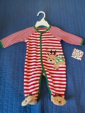 Little Me Infant "My First Christmas" red stripe snap one piece romper size 3M