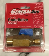 GeneralAire Humidifier CodeValve GCV3412 Ball Valve