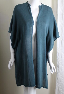 Eskandar O/S SEA TEAL BLUE GREEN Heavy Linen 36'' Long Tabard Sweater Tunic