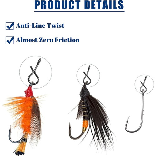 50~200 Pcs Fly Fishing No Knot Snaps Fast Easy Fly Hooks Lures Line Connector - Picture 5 of 12
