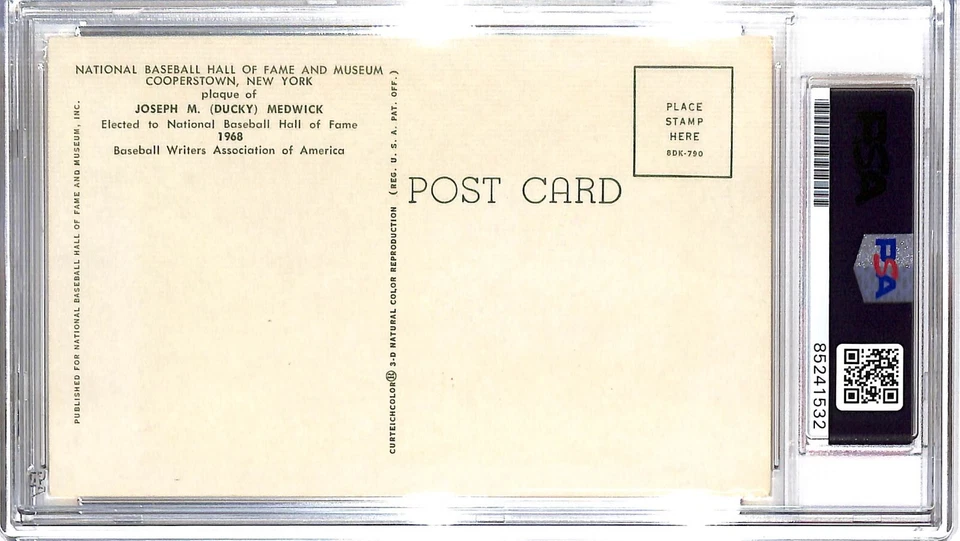 Joe Ducky Medwick Autographed Yellow HOF Plaque Cardinals PSA/DNA *1532 - Image 2 of 2