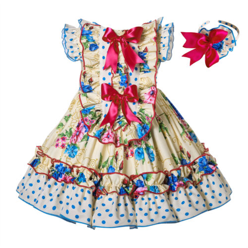 Girls Summer Dresses Size 2 3 4 5 6 8 10 11-12 Spanish Ruffled Flower Dresses - Picture 12 of 12