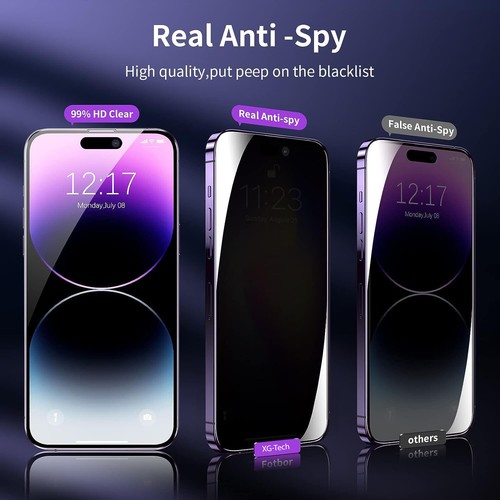 iPhone 16 15 14 13 12 11 Pro Max Privacy Tempered Glass Screen Camera Protector - Picture 3 of 13