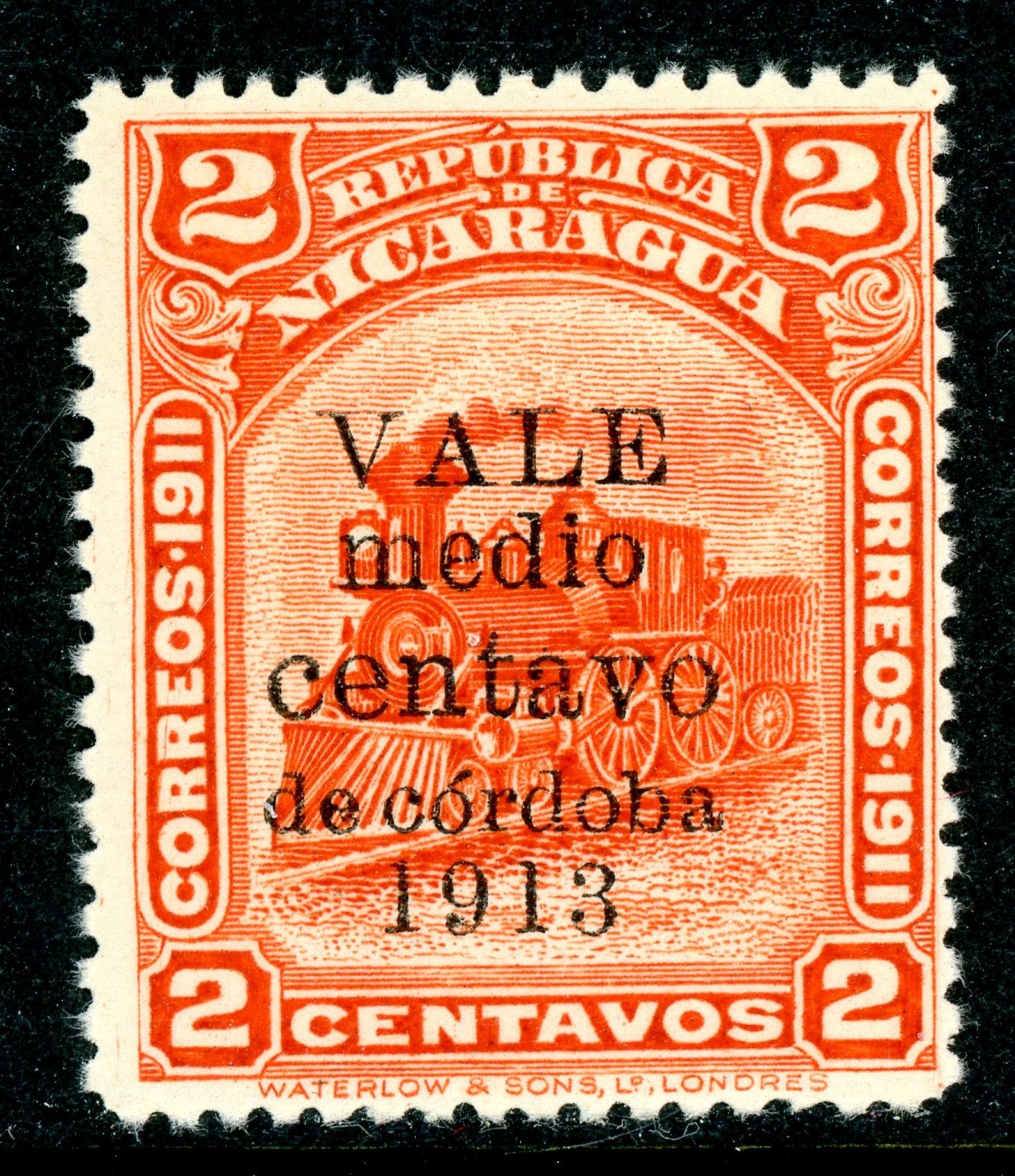Nicaragua 1912 Zelaya Bluefields Train ½¢/2¢ Vermillion Scott #325 MNH N145