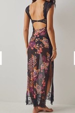 knee length dresses for ladies Free People Long Live Printed Mesh SL - Blue Combo