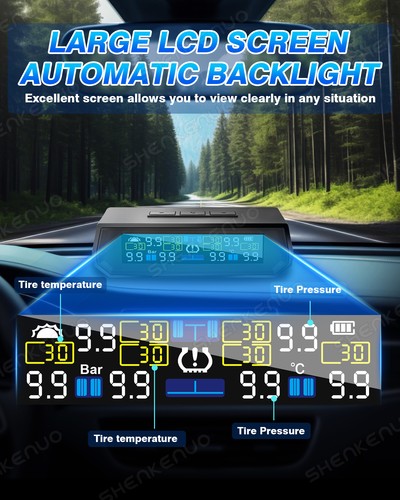 NEW Wireless Solar TPMS Tire Pressure Monitor w/6 External Sensors For RV Truck - Picture 3 of 8