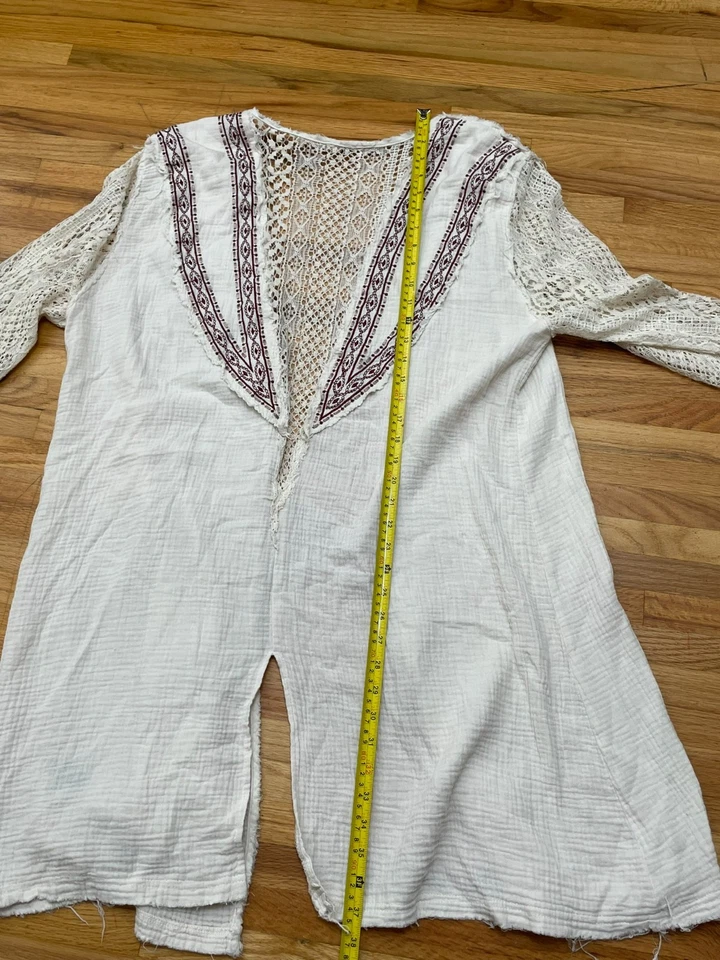 POL Women's Sweater Cardigan V-Neck Back Slit Long Sleeve Sheer Back L White - Image 4 of 4