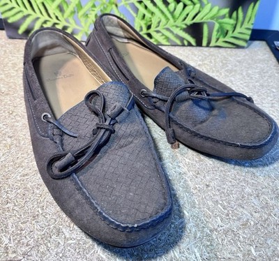 Massimo Dutti Men s Grey Woven Suede Driving Loafers - Size 42 (US 9)