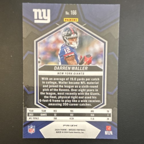 2024 Panini Mosaic Football Mosaic Parallel Darren Waller #166 New York Giants - Picture 2 of 2