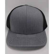 Richardson 112 Trucker Hat Heather Grey Black Snapback Mesh Back Cap Blank NEW