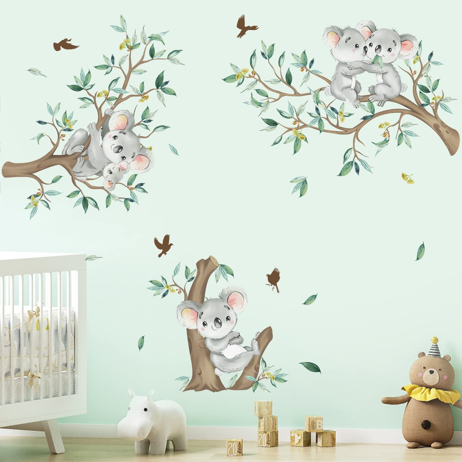 Stickers muraux koala et arbre animaux de la forêt XL en vinyle mat