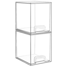 Vtopmart 7.6 H Clear Stackable Storage Drawers, 2 Pack Plastic Organizers Bin...
