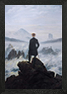 Wanderer above the Pixels Framed Wall Art Poster Canvas Print Picture