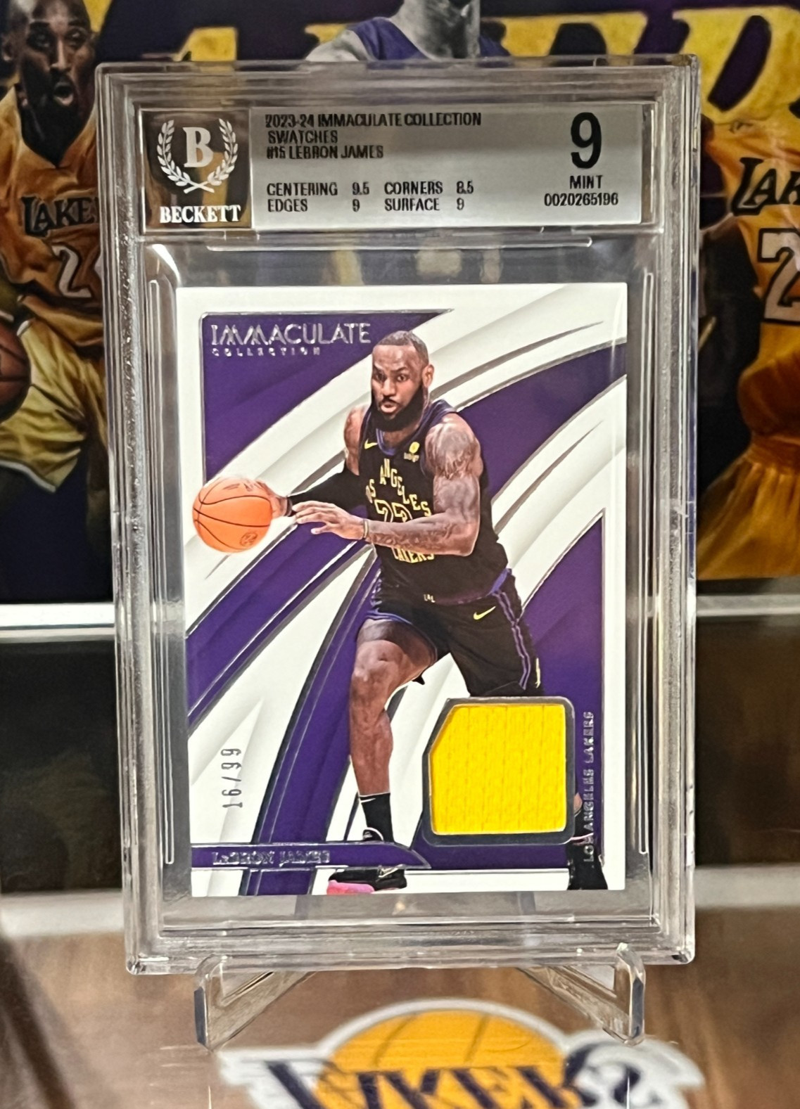 2023-24 Panini Immaculate Collection Swatches LeBron James GU Patch /99 BGS 9 view 13