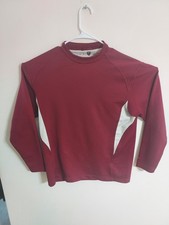 Nike Golf Shirt Mens Maroon Mock Neck Fit Dry Waffle Sleeve Swoosh Sz. M