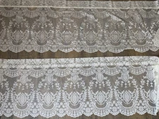 2 JC Penney IVORY Sheer Lace Valances Scalloped 77"x21" Cottage Romantic Decor