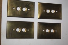 VINTAGE LOT OF 4 BRASS PUSH BUTTON LIGHT SWITCH COVER PLATES
