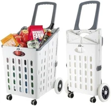 Folding Grocery Basket Cart Shopping Wheel Large Utility Laundry 18" X 15" X 24"