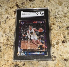 2019 Panini NBA Hoops Premium Stock Jordan Poole Purple Disco #233 SGC9.5