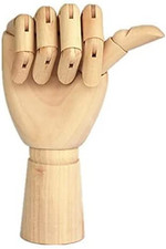 10" Wood Artist Drawing Manikin Articulated Mannequin Flexible Fingers Left Hand