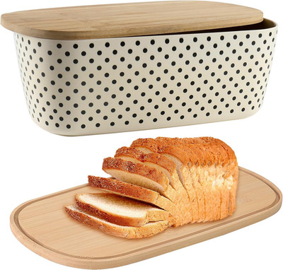 Bread Box with Cutting Board Lid Made with Bamboo Fiber, Bread Box For Kitchen C