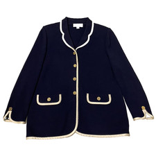 St. John Collection by Marie Grey Womens Navy Cardigan Size 12 Gold Buttons