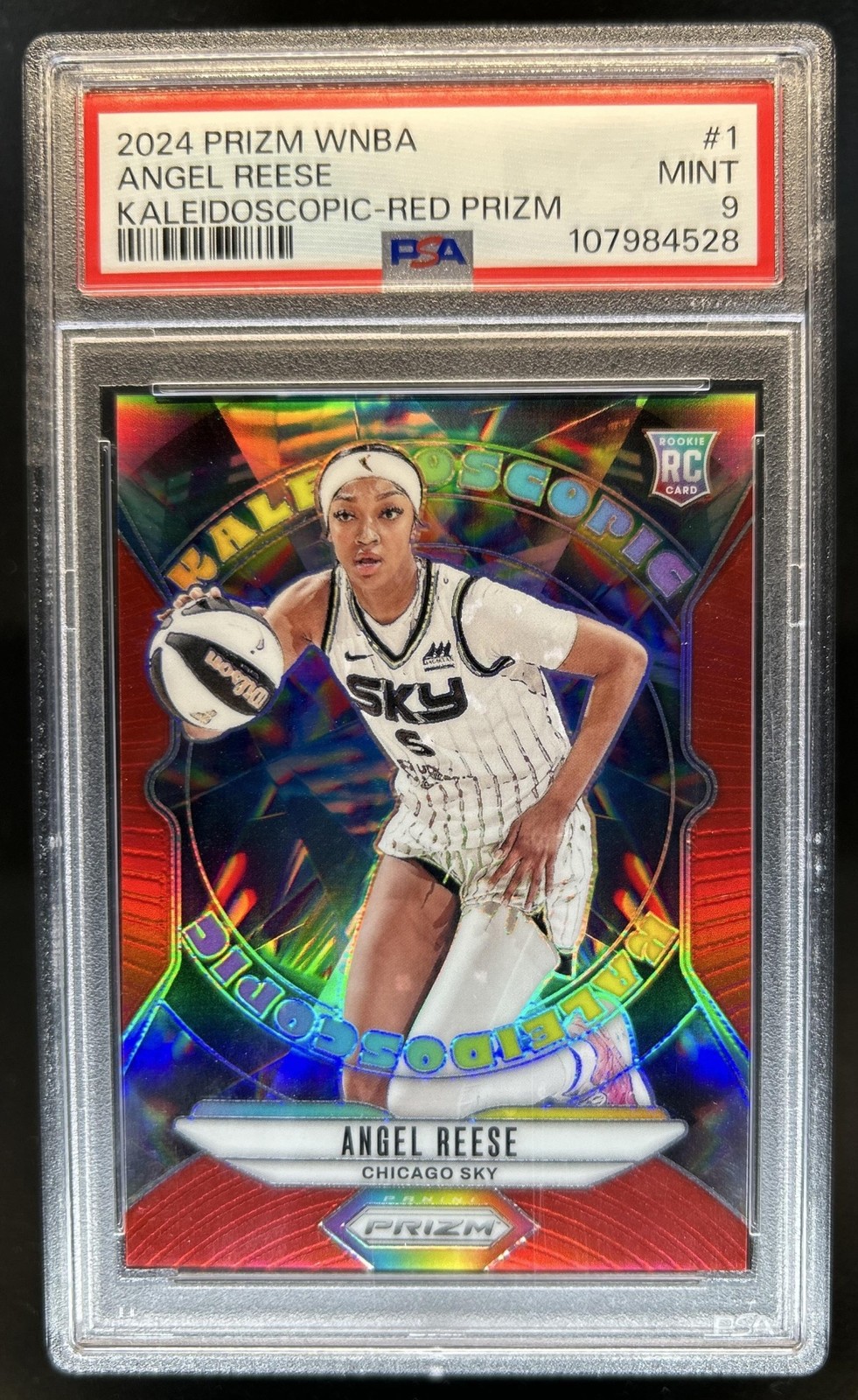 2024 Panini WNBA Prizm Angel Reese Kaleidoscopic RC Red Rookie #/99 Sky PSA 9