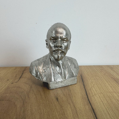 Vintage Soviet Lenin Bust Statue CCCP USSR Metal Desk Figurine 20th C Artifact
