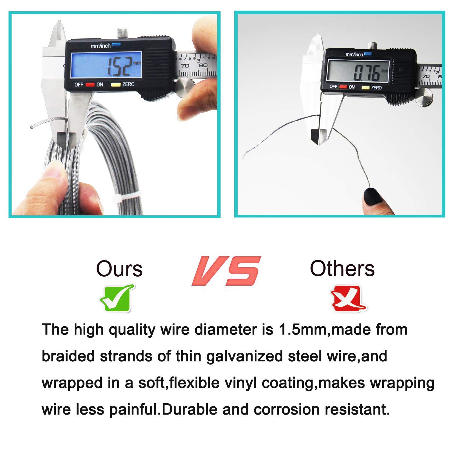 Vinyl Coated Picture Hanging Wire #4 100-Feet Braided Silver 