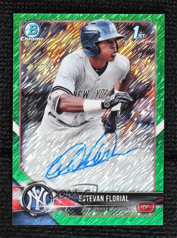 2018 Bowman Chrome Green Shimmer Refractor 14/99 Estevan Florial Auto j6a